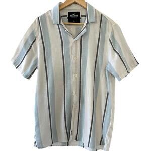 Hollister Striped Cotton/Linen Blend Button Up Shirt Men's Sz Large Casual